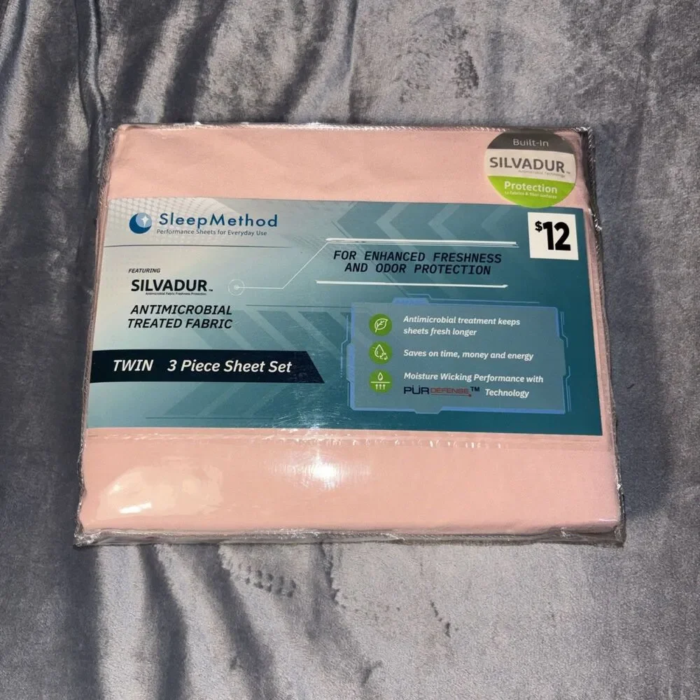 Sleep Method Performance Sheet Set 3 Piece Sheet Set Twin Pink